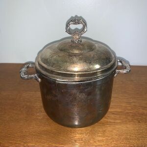 Vintage Priscilla Fine Silver plated  Ice Bucket Glass Bowl Lined John Alden
